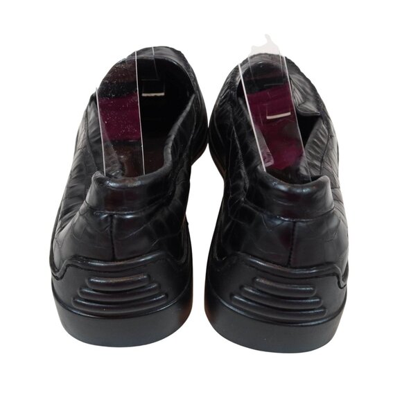 STUART WEITZMAN Y2K Embossed Croc Black Leather Driving Loafers Womens Size 8.5 - Picture 4 of 9
